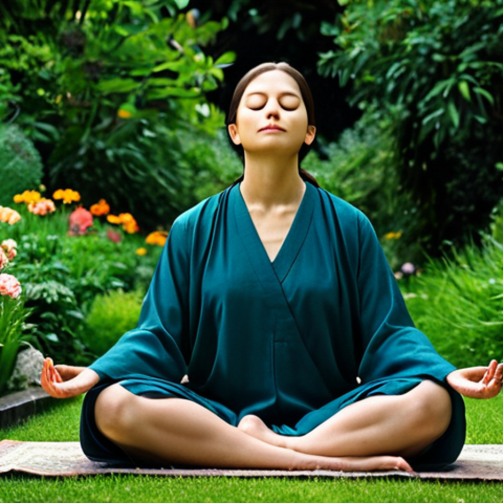 Reflection and Meditation**

"A serene individual, fully clothed in modest attire, sitting peacefully in a quiet garden, meditating with eyes closed, surrounded by lush greenery and flowers, safe for work, appropriate content, perfect anatomy, natural pose, professional photography, high quality. Focus on conveying peace and introspection, family-friendly."

**