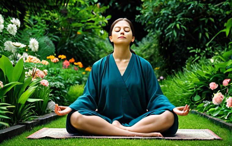 Reflection and Meditation**

"A serene individual, fully clothed in modest attire, sitting peacefully in a quiet garden, meditating with eyes closed, surrounded by lush greenery and flowers, safe for work, appropriate content, perfect anatomy, natural pose, professional photography, high quality. Focus on conveying peace and introspection, family-friendly."

**