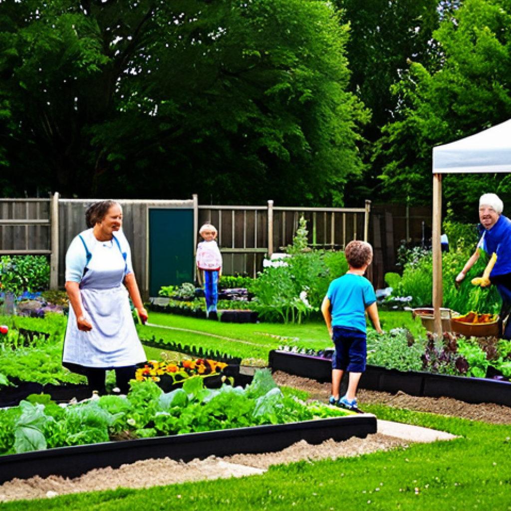 Church Community Garden**

"A vibrant church community garden, filled with flowers and vegetables, with diverse people working together, fully clothed in gardening attire, children laughing, safe for work, appropriate content, professional setting, perfect anatomy, natural proportions, modest dress, family-friendly atmosphere, high quality photography."

**