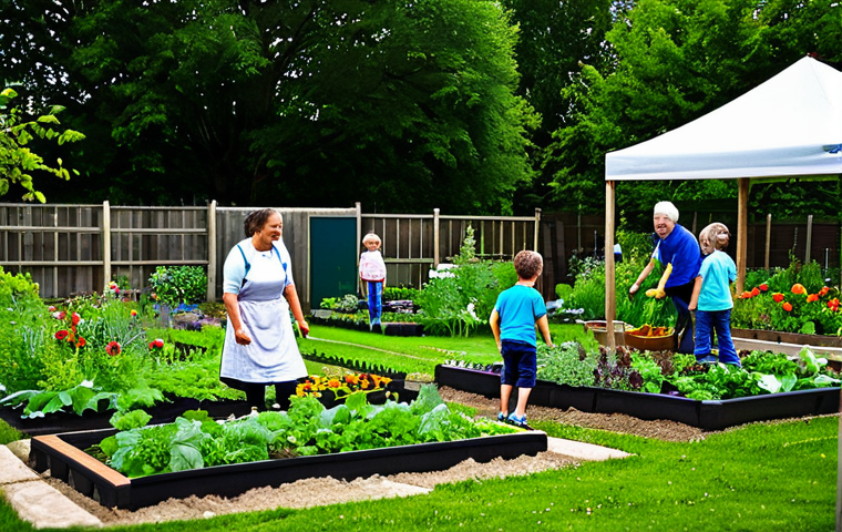 Church Community Garden**

"A vibrant church community garden, filled with flowers and vegetables, with diverse people working together, fully clothed in gardening attire, children laughing, safe for work, appropriate content, professional setting, perfect anatomy, natural proportions, modest dress, family-friendly atmosphere, high quality photography."

**
