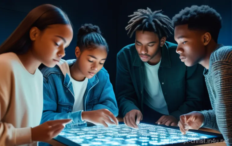 기독교와 음모론 - **Prompt:** A diverse group of adults and teenagers, all modestly dressed in modern casual clothing,...