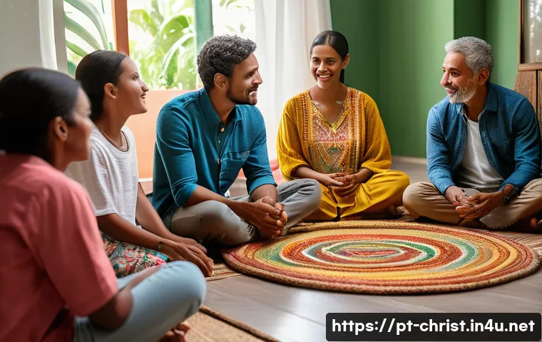 기독교와 가족 치료 - A warm and serene family therapy session in a cozy living room in Brazil, featuring a diverse Brazil...