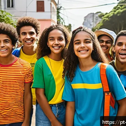 Home 30 기독교와 청소년 사역 - A vibrant community event scene in a Brazilian neighborhood, featuring diverse young people organizi...