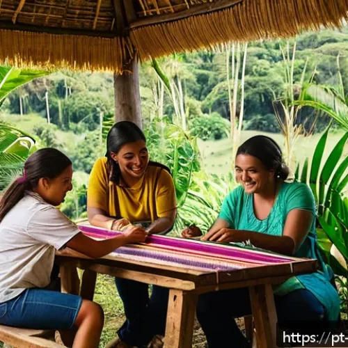Home 17 기독교 선교사의 역할 - A vibrant community workshop scene in a rural Brazilian village where diverse young people, wearing ...