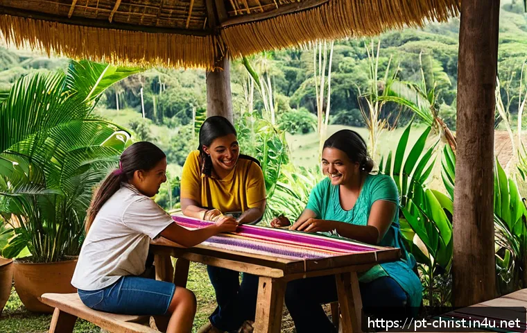 기독교 선교사의 역할 - A vibrant community workshop scene in a rural Brazilian village where diverse young people, wearing ...